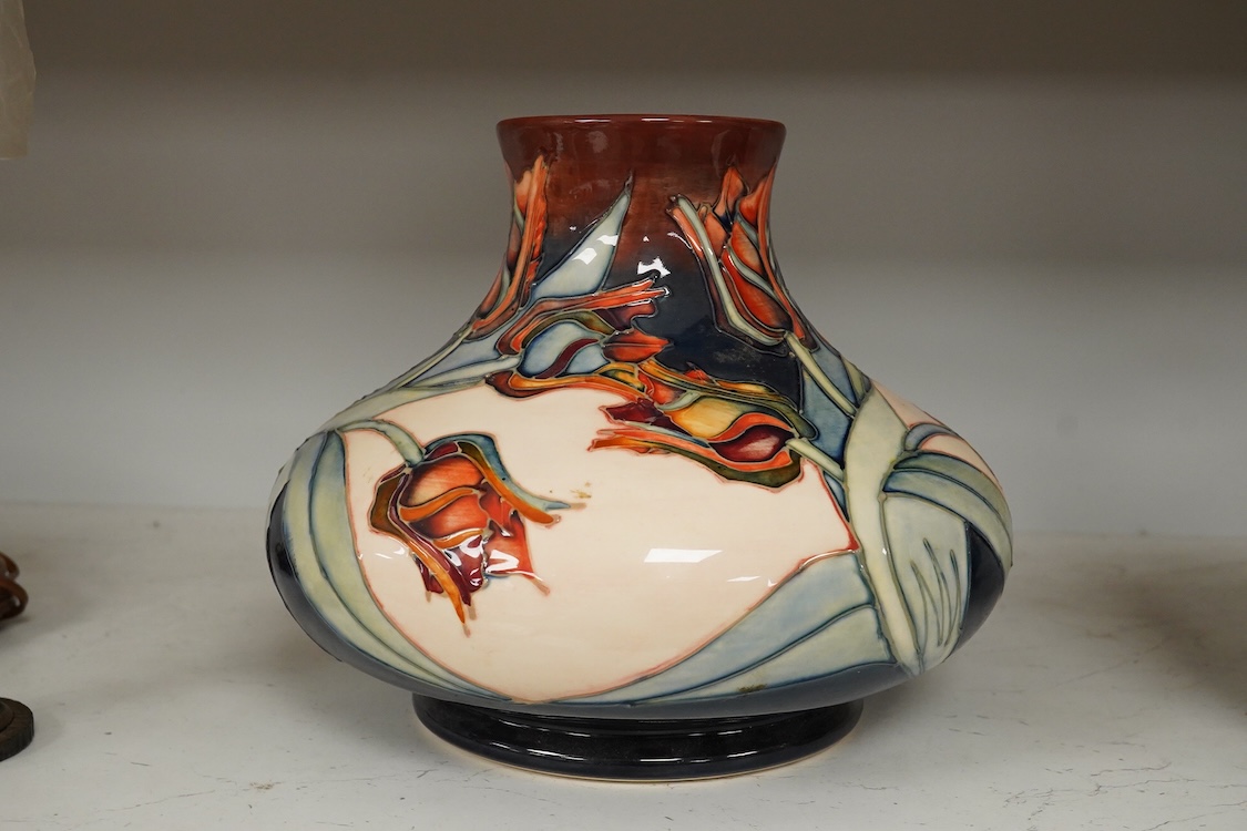 A modern Moorcroft 'Red Tulip' vase, designed by Sally Tuffin, 21cm high
